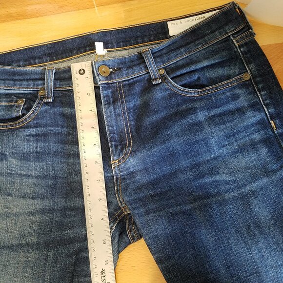 Rag & Bone Dre Low Rise Slim Boyfriend Jeans –Women’s 30 –Dark Blue–Distress Hem - Picture 6 of 16